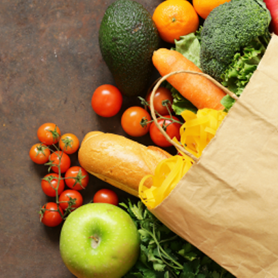 Image of shopping bag full of fruit and vegetables
